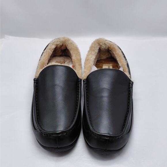 Deer Stags Slipperooz Black Faux Leather Slippers Mens 12M Indoor Outdoor Loafer - Picture 3 of 11